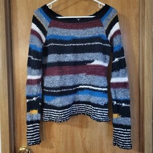 Free People Multicolor Striped Crew Neck Sweater